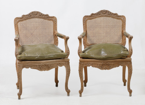 Pair of Louis XV style armchairs, possibly Herraiz, Spain,
