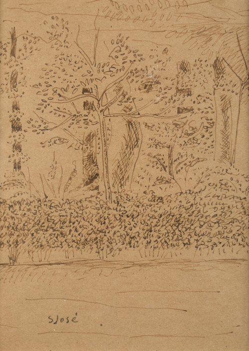 FRANCISCO SAN JOSE GONZÁLEZ, "Jardín", Tinta sobre papel