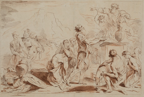 FRANCESCO BARTOLOZZI, "El sacrificio de Noé", Grabado