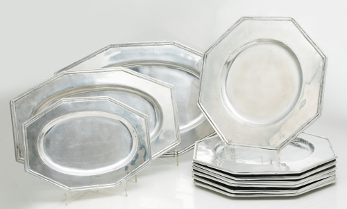 Tin table service, Portugal, 20th century