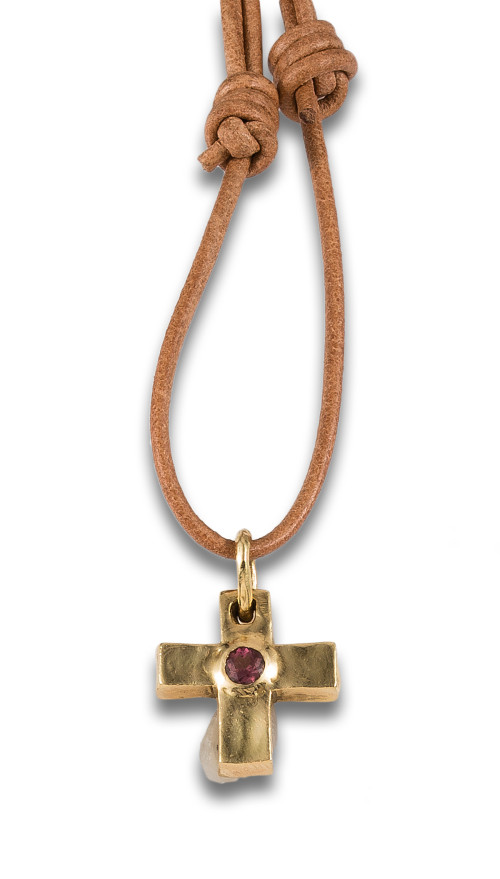 G.ONIEVA CROSS PENDANT IN GOLD AND ROSE FROM FRANCE
