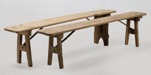 Two pine benches, France, mid 20th century