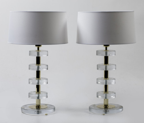 Pair of glass table lamps, Murano, Italy, 20th century