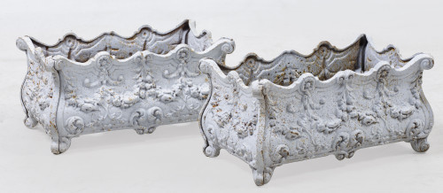 Pair of iron planters, France, mid 20th century