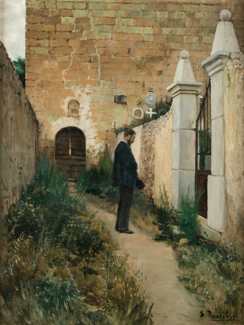 SANTIAGO RUSIÑOL, "El Cementiri d&#39;Ix", 1890, Óleo sobre lie