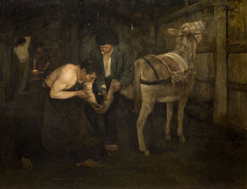 VENTURA ÁLVAREZ SALA, "Herradores", 1899, Óleo sobre lienzo