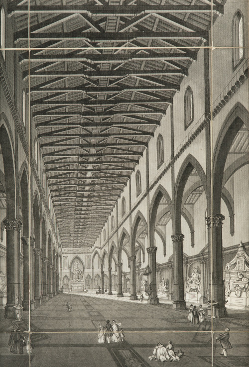 ANÓNIMO, "Interior de Santa Croce, Florencia", Grabado en p