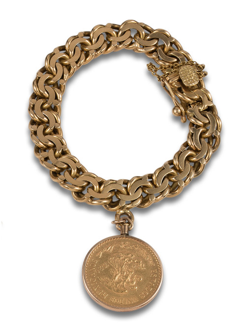 BRACELET WITH COIN, IN YELLOW GOLD