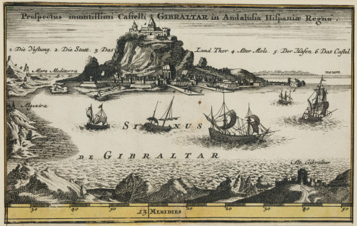 MATTHAEUS SEUTTER, "Vista de la Fortaleza y Castillo de Gib