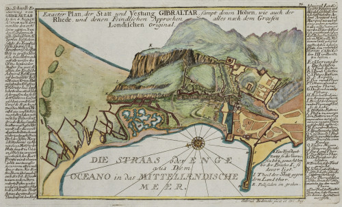 JOHANN  STRIDBECK, "Plano de Gibraltar", Grabado al cobre
