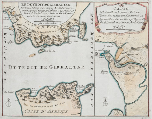 NICHOLAS DE FER, "Estrecho de Gibraltar y Cádiz", Dos map