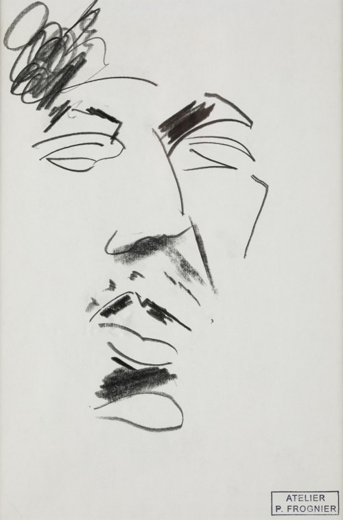 PAUL FROGNIER, "Rostro", Grafito sobre papel