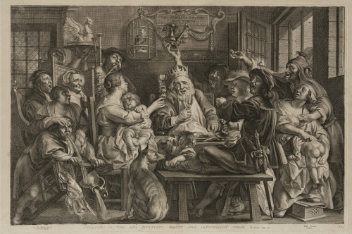 PAUL PONTIUS, "El rey bebe", Grabado al cobre