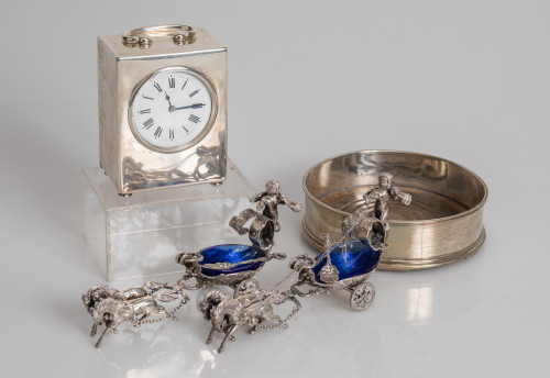 900 sterling silver carriage clock, 20th century