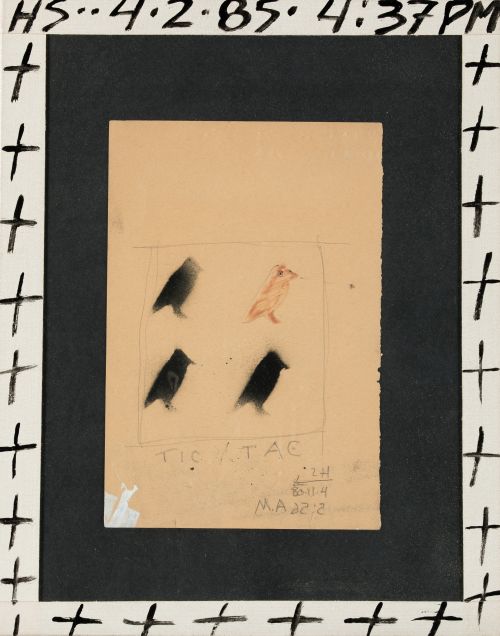 HUCK SNYDER, "Sin título", 1980, 8 técnicas mixtas y collag