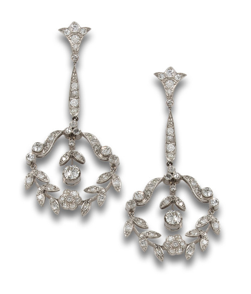 PENDIENTES BELLE ÉPOQUE EN PLATINO Y DIAMANTES