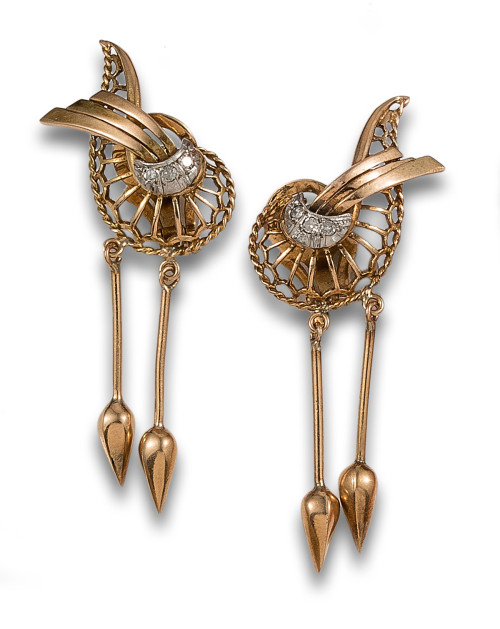 CHEVALIER EARRINGS IN GOLD AND PLATINUM WITH DIAMONDS