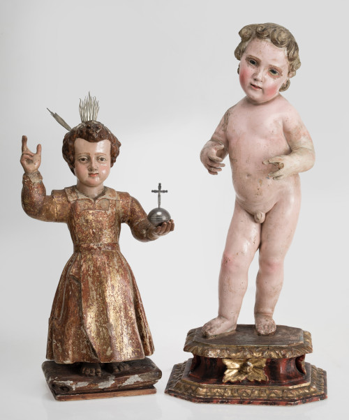 ESCUELA ESPAÑOLA,  "Niño Jesús", Escultura de madera tallad