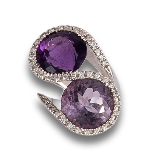 WHITE GOLD RING WITH GLASSES AND ZIRCONIA