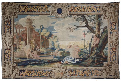 ESCUELA FRANCESA S.XVIII , "Venus espiada por un sátiro"