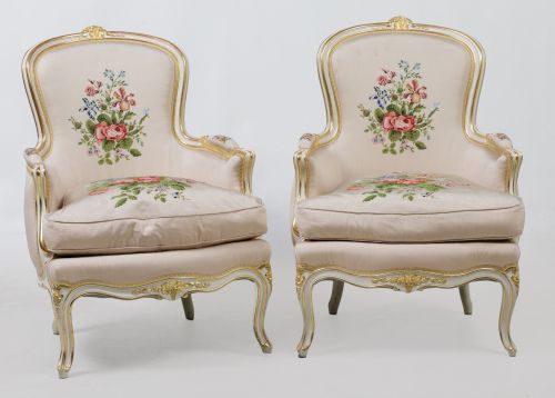 Pair of Louis XV style bergeres, France, 20th century