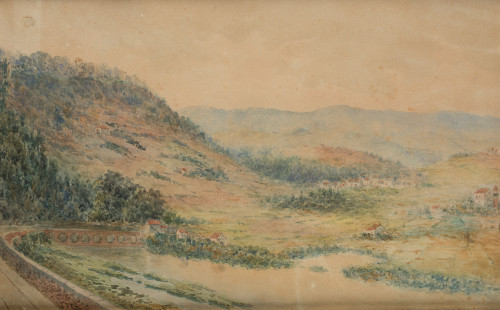 ANONYMOUS (Early  20th century) "Landscape with houses", Wa