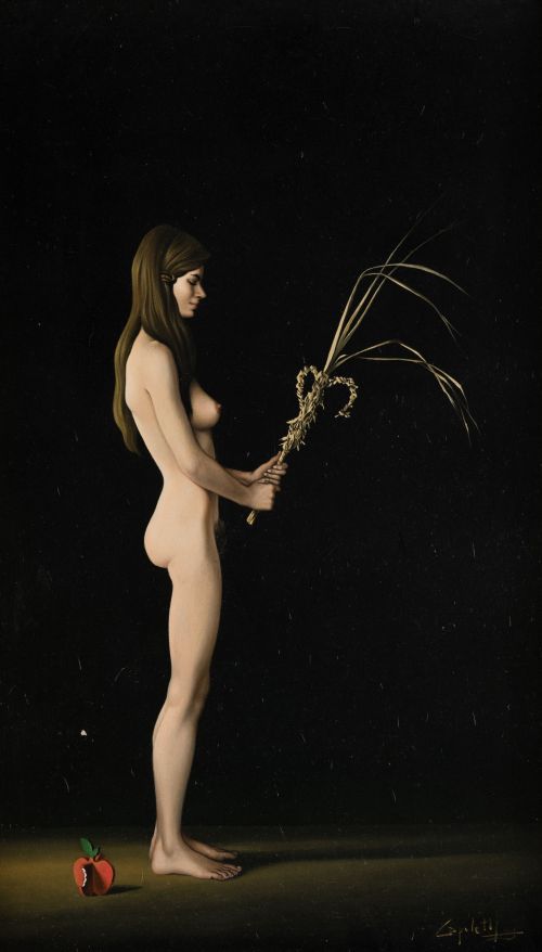 JOSÉ MANUEL CAPULETTI, "Iris con rama de olivo", Óleo sobre