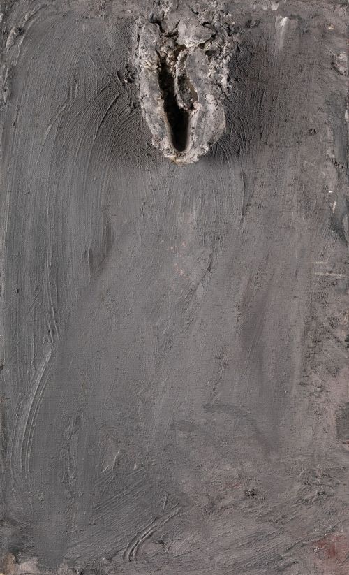 ANTONI TÀPIES, "Pequeño gris con relieve superior", 1964, T