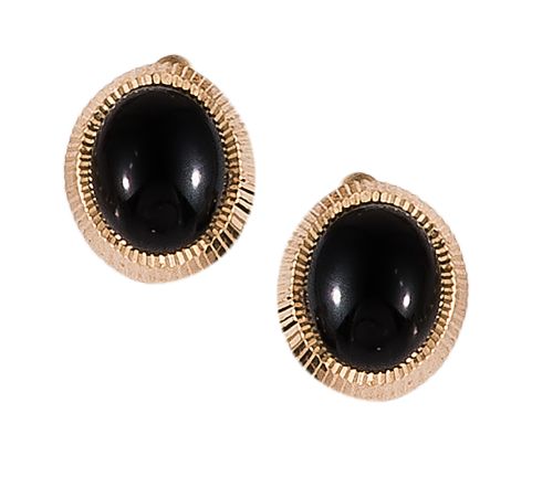 PENDIENTES DE OBSIDIANA Y ORO AMARILLO