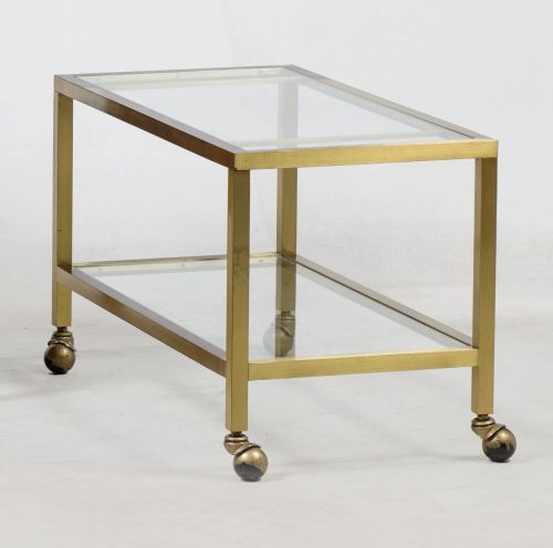 Mesa auxiliar de latón dorado, España, años 80
