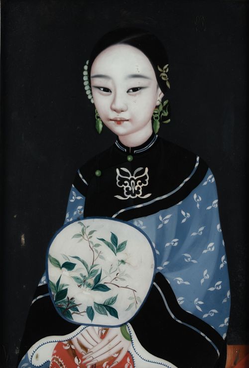 ESCUELA CHINA, "Joven con pañuelo" y "Joven con pai pai".,