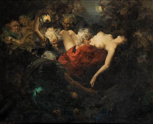 FRANCISCO RODRÍGUEZ SANCLEMENT, "El rapto", Óleo sobre lien