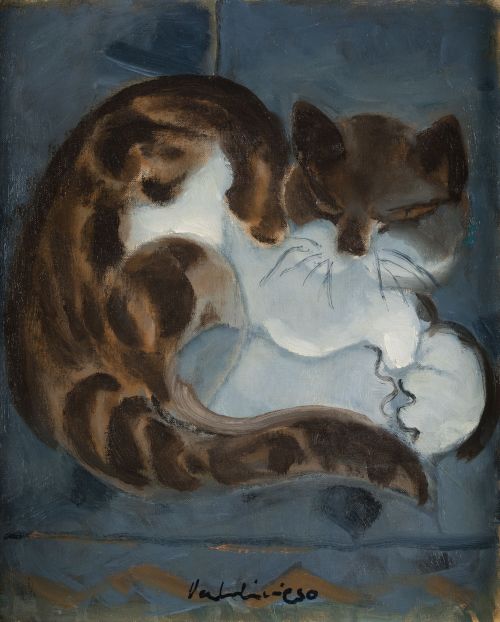 ANTONIO VALDIVIESO, "Gato", 1977, Óleo sobre lienzo