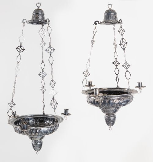 Two silver votive lamps, Cordoba, mid. 18th century and lat