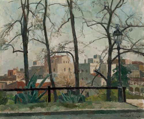JOSÉ MALLOL SUAZO, “Paisaje urbano”, 1961, Óleo sobre lie