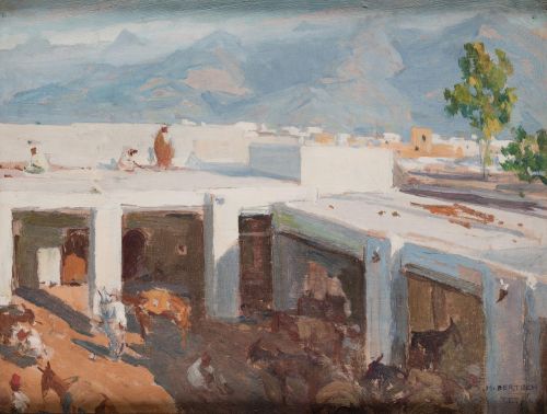 MARIANO  BERTUCHI, "Tetuán", Óleo sobre cartón