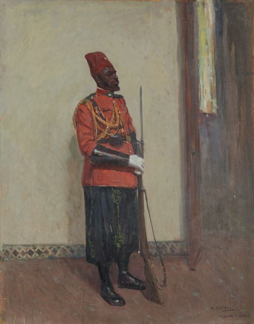 MARIANO  BERTUCHI, "Guardia califal", 1940, Óleo sobre tabl