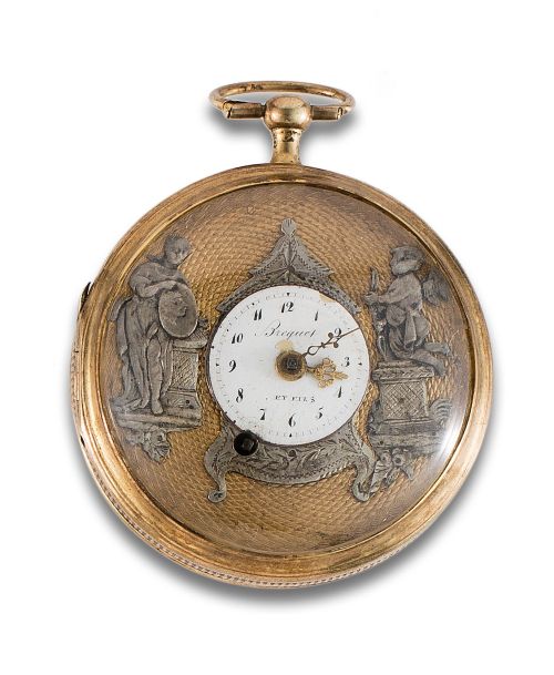 LEPINE BREGUET ET FILS POCKET WATCH IN GOLDEN SILVER