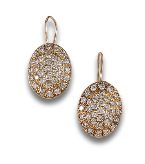 DIAMOND DANGLE EARRINGS, IN YELLOW GOLD