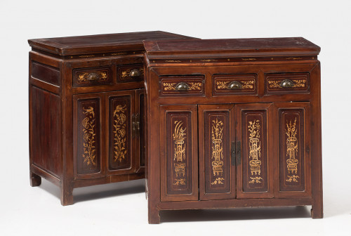 Pareja de muebles entredos orientates 