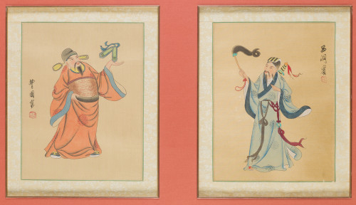 Pareja de sedas pintadas, China, med.S.XX, Seda pintada