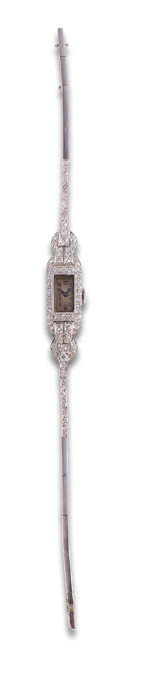 RELOJ DE PULSERA ART DÉCO DE DIAMANTES, EN PLATINO