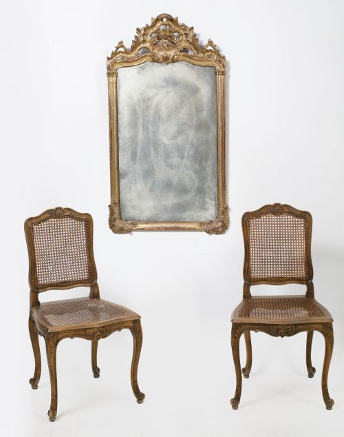 Pair of Louis XV style chairs, 20th century