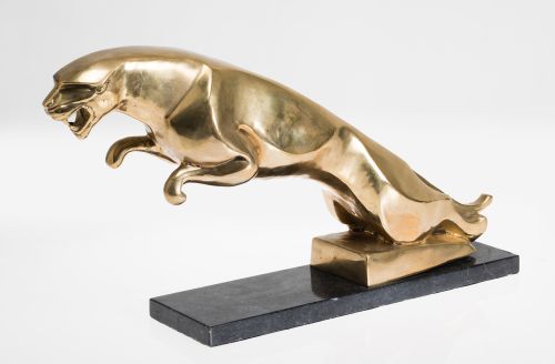 ESCUELA FRANCESA, "Jaguar", Escultura de bronce dorado sob