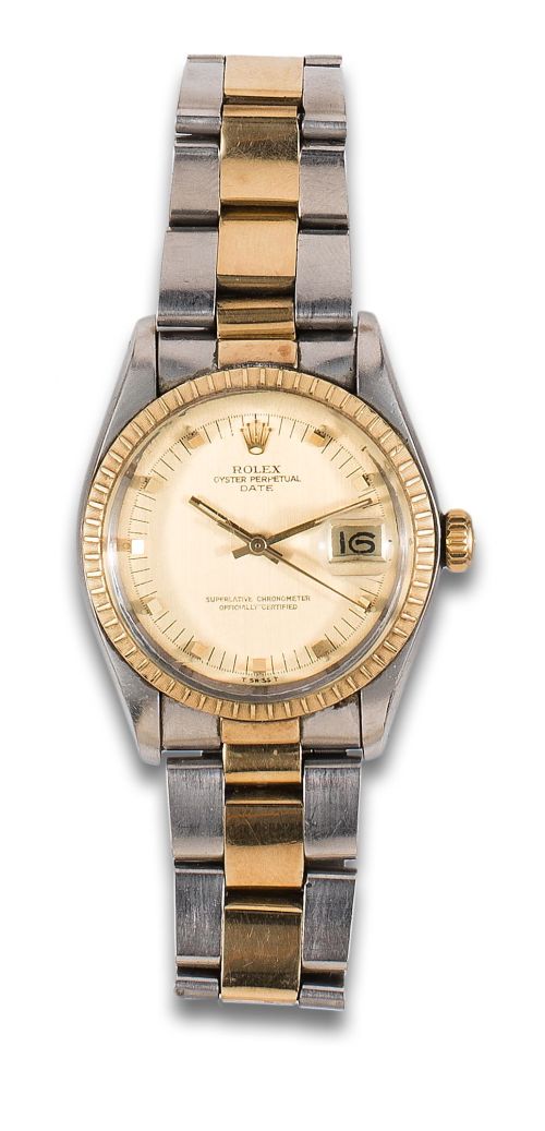 ROLEX OYSTER PERPETUAL DATE WRISTWATCH IN STEEL AND YELLOW