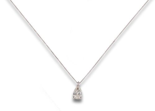 DIAMOND PENDANT, IN WHITE GOLD WITH CHAIN
