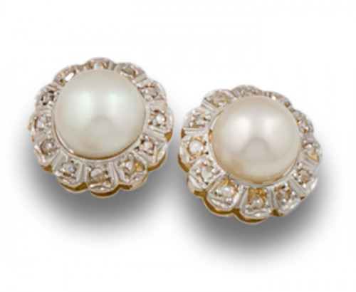 PENDIENTES PERLAS DIAMANTES 