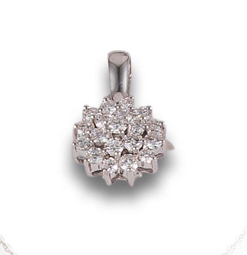 DIAMOND ROSETTE PENDANT, IN WHITE GOLD