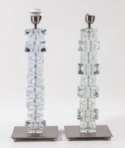 Pareja de lámparas de mesa siguiendo modelos de Murano, S. 