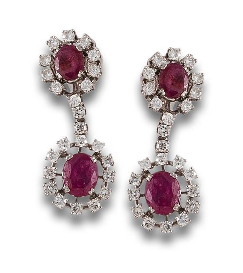 LONG EARRINGS, 1970s, PEREZ FERNANDEZ, DIAMONDS AND RUBIES,